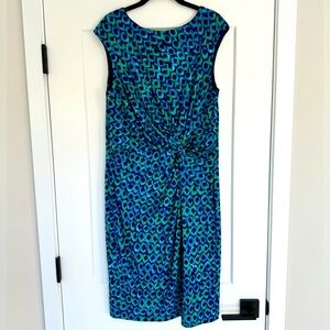Lauren Ralph Lauren | Women’s Sheath Dress | Size 16 | Blue and Green Peacock